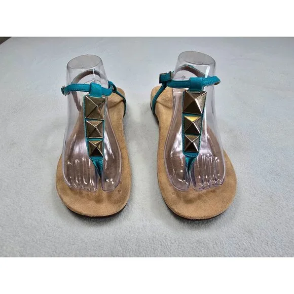 Vionic Womens Turquoise Sandals W/ Gold Pyramid Studs Adjustable Strap Size 8 - Picture 4 of 10